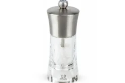 Moulin à sel sec manuel Peugeot Ouessant en inox et acrylique 14cm