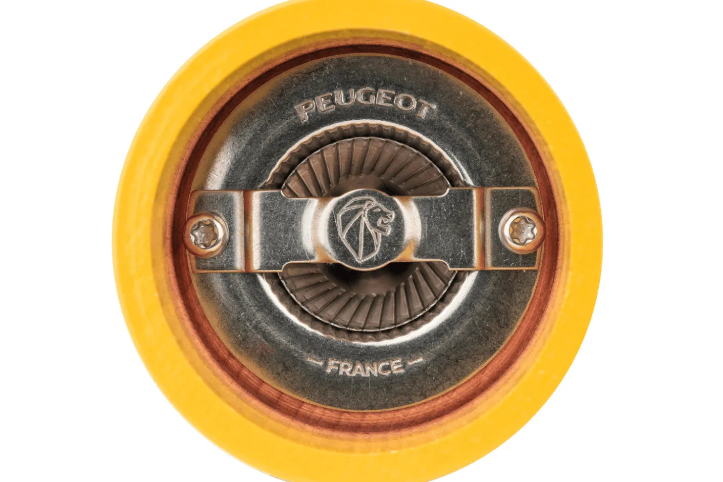 Moulin à sel sec manuel Peugeot Bistro en bois de hêtre laqué jaune safran 10cm