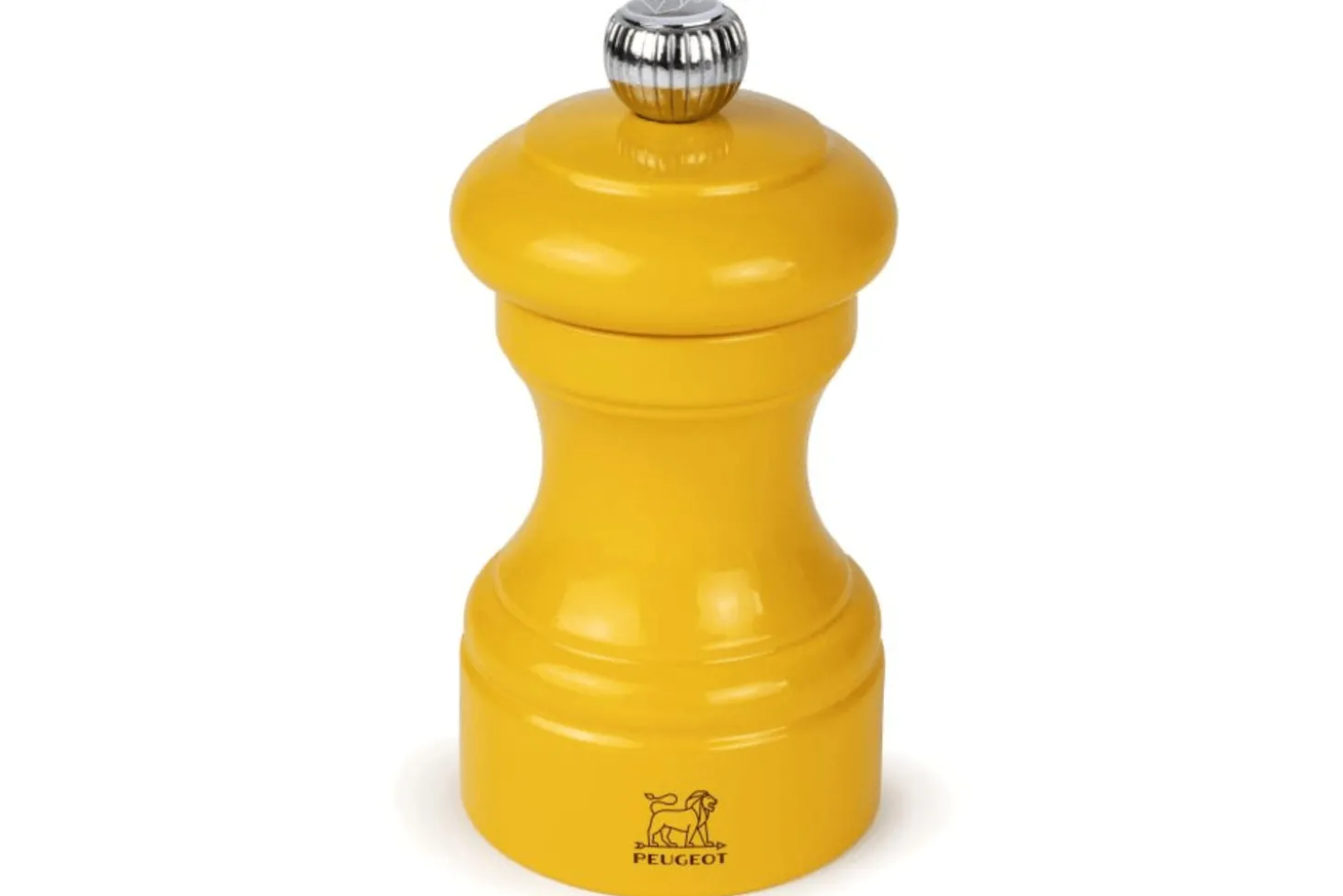 Moulin à sel sec manuel Peugeot Bistro en bois de hêtre laqué jaune safran 10cm