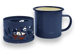 Mug à thé Cookut Sixtea chauffé à la bougie bleu