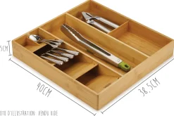 Organisateur de tiroir Joseph Joseph DrawerStore Bamboo pour ustensiles et couverts
