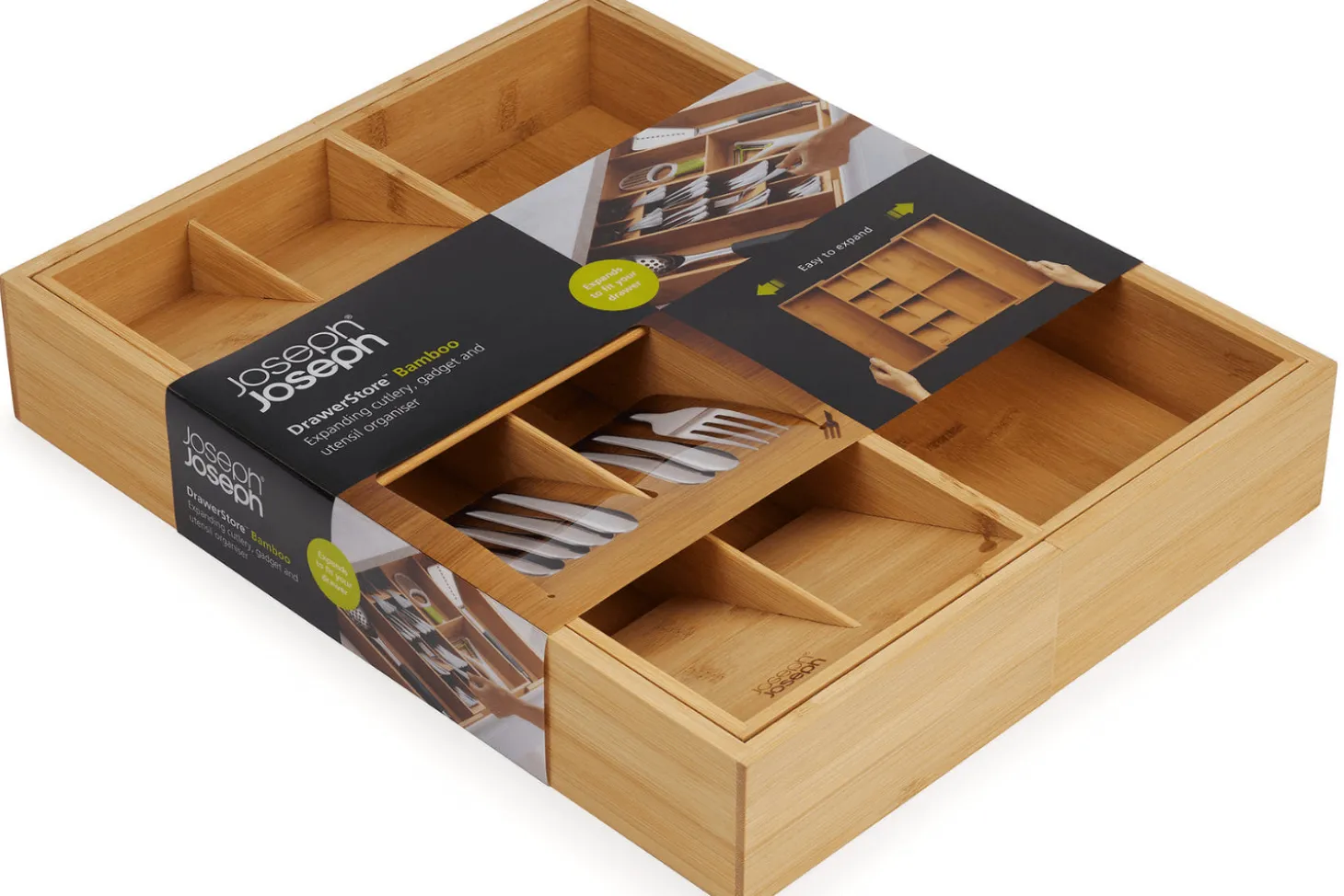 Organisateur extensible de cuisine Joseph Joseph DrawerStore Bamboo en bambou