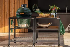 Pack Big Green Egg Medium barbecue + convEGGtor + table modulaire + meuble d'extension + 6 roulettes