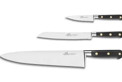 Pack spécial boulanger 3 couteaux français Sabatier Idéal inox 100% forgés laiton