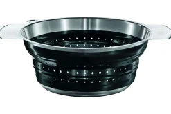 Passoire pliable noire Rösle en acier et silicone - Diamètre 24cm