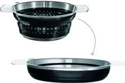 Passoire pliable noire Rösle en acier et silicone - Diamètre 24cm