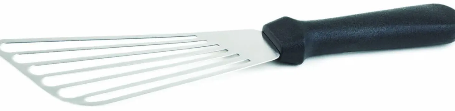 Pelle de cuisine ajourée 17cm lame inox + manche noir synthétique