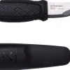Petit couteau de poche Mora Eldris 12629 lame inox 5,9cm manche caoutchouc noir avec allume-feu + étui