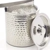 Petit seau à glace Barcraft en acier inox martelé avec couvercle 1,5L + pince à glaçon