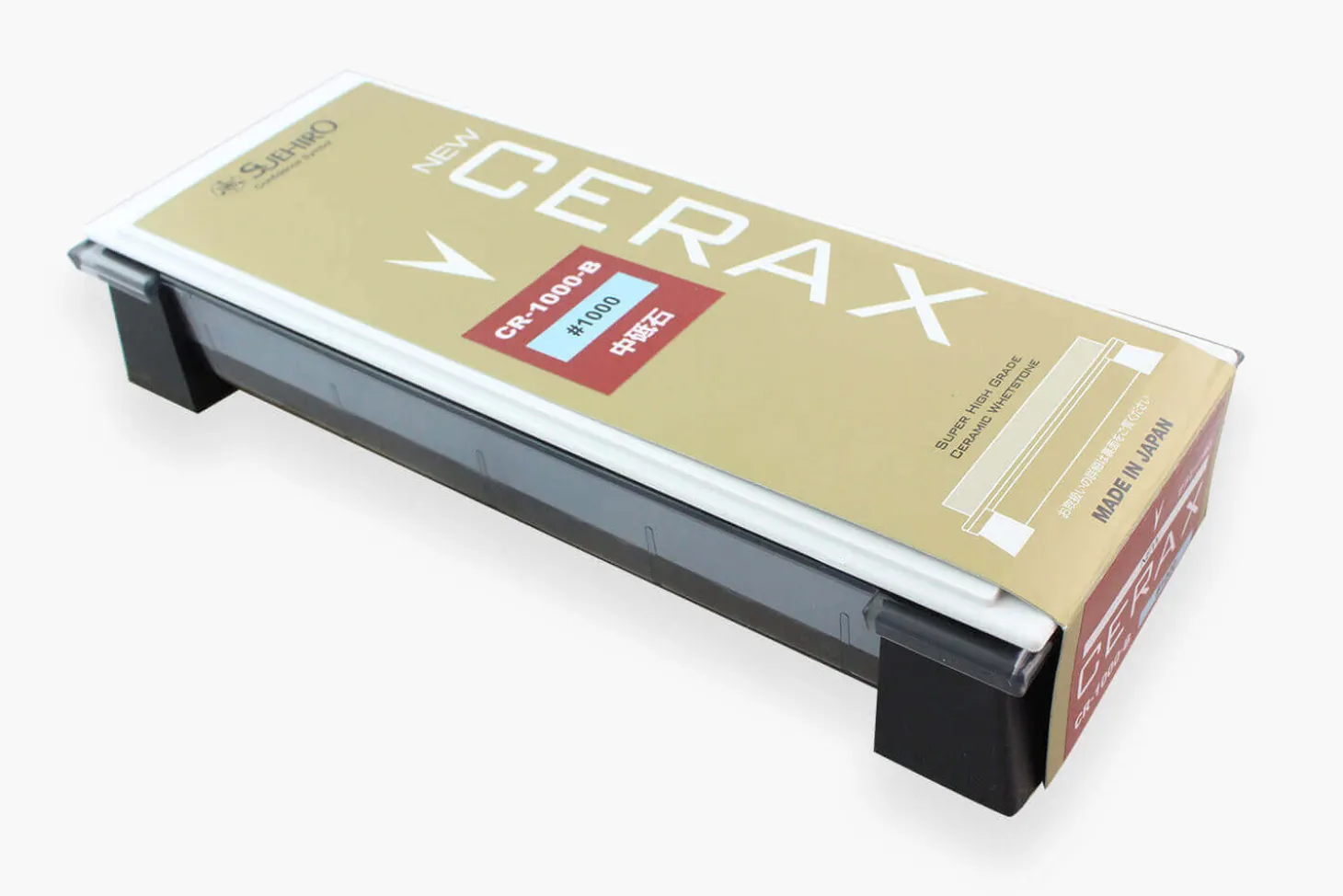 Pierre à aiguiser japonaise Suehiro Cerax céramique grains 1000 sur socle