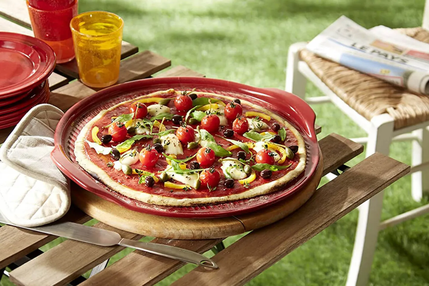 Pierre à pizza Emile Henry en céramique rainurée 36cm
