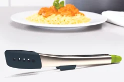 Pince Joseph Joseph Elevate en acier inoxydable et silicone avec reposoir intégré