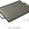 Plancha grill réversible en fonte - 50x35cm