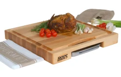 Planche Boos Blocks Prep Masters bois d'érable + plateau acier 46x46x6cm