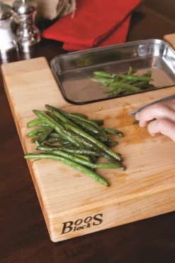 Planche Boos Blocks Prep Masters bois d'érable + plateau acier 46x46x6cm