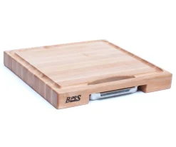 Planche Boos Blocks Prep Masters bois d'érable + plateau acier 46x46x6cm