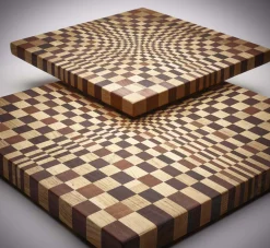 Planche à découper Legnoart Vega en rouvre naturel et thermo bois effet mosaïque