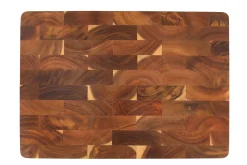 Planche à découper Wusaki bois d'acacia damier pieds antidérapants 40 x 28,5 x 2,5cm