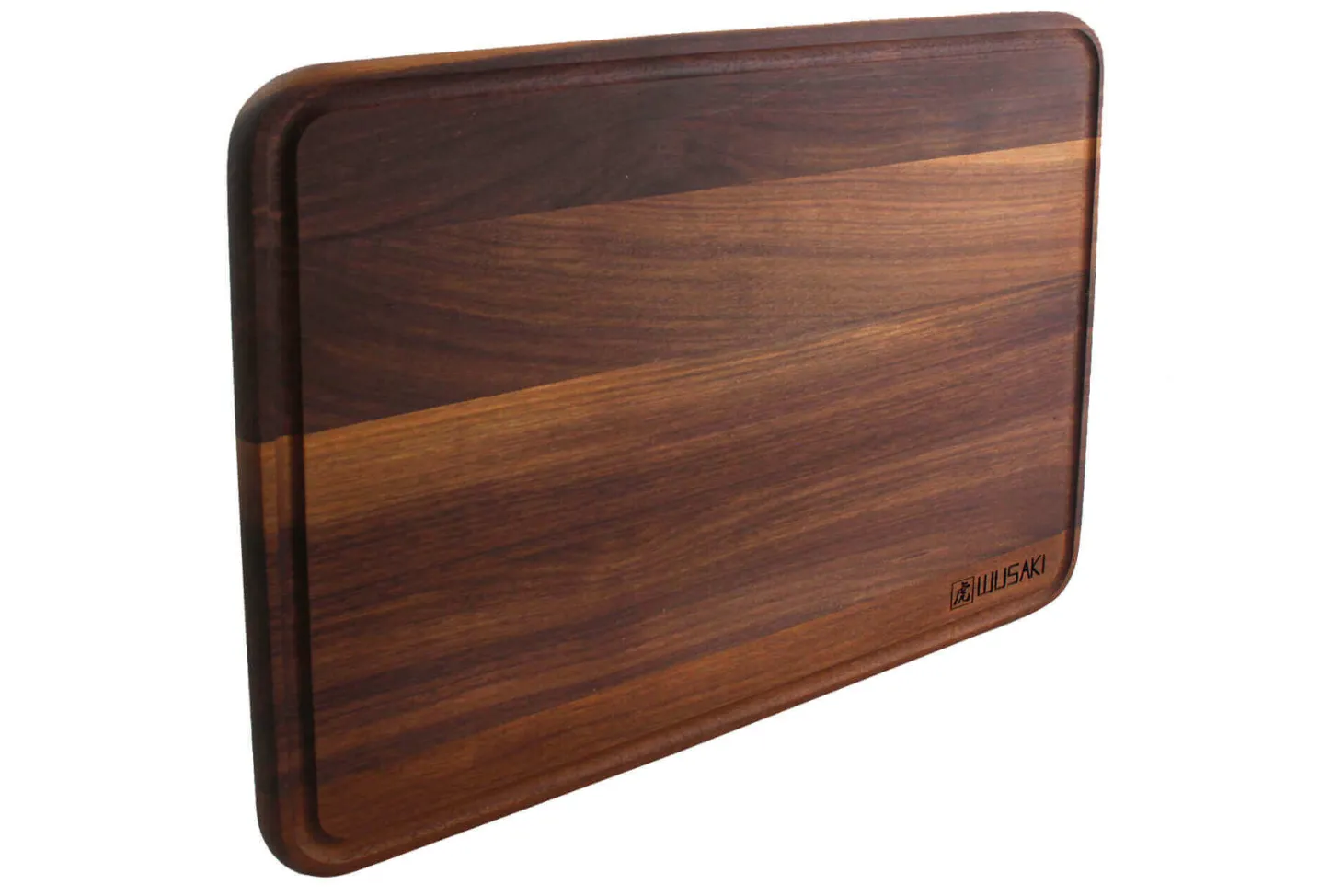 Planche à découper Wusaki en bois de noyer avec rigole - 40 x 30 x 1,9 cm