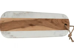 Planche de service Artesà en marbre blanc et bois d'acacia 46x20cm