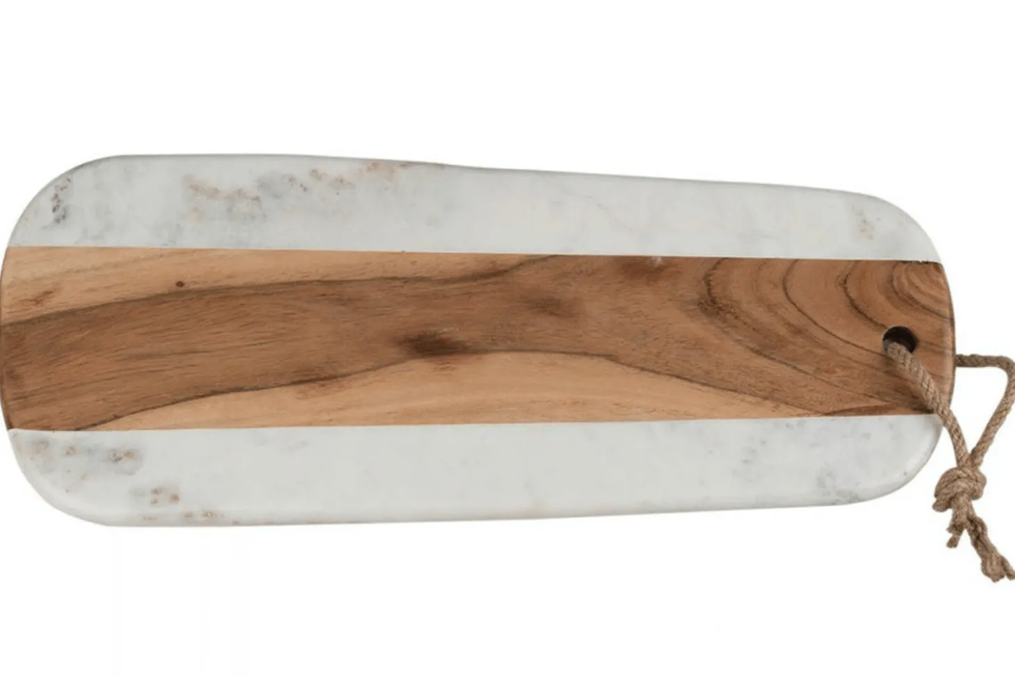 Planche de service Artesà en marbre blanc et bois d'acacia 46x20cm