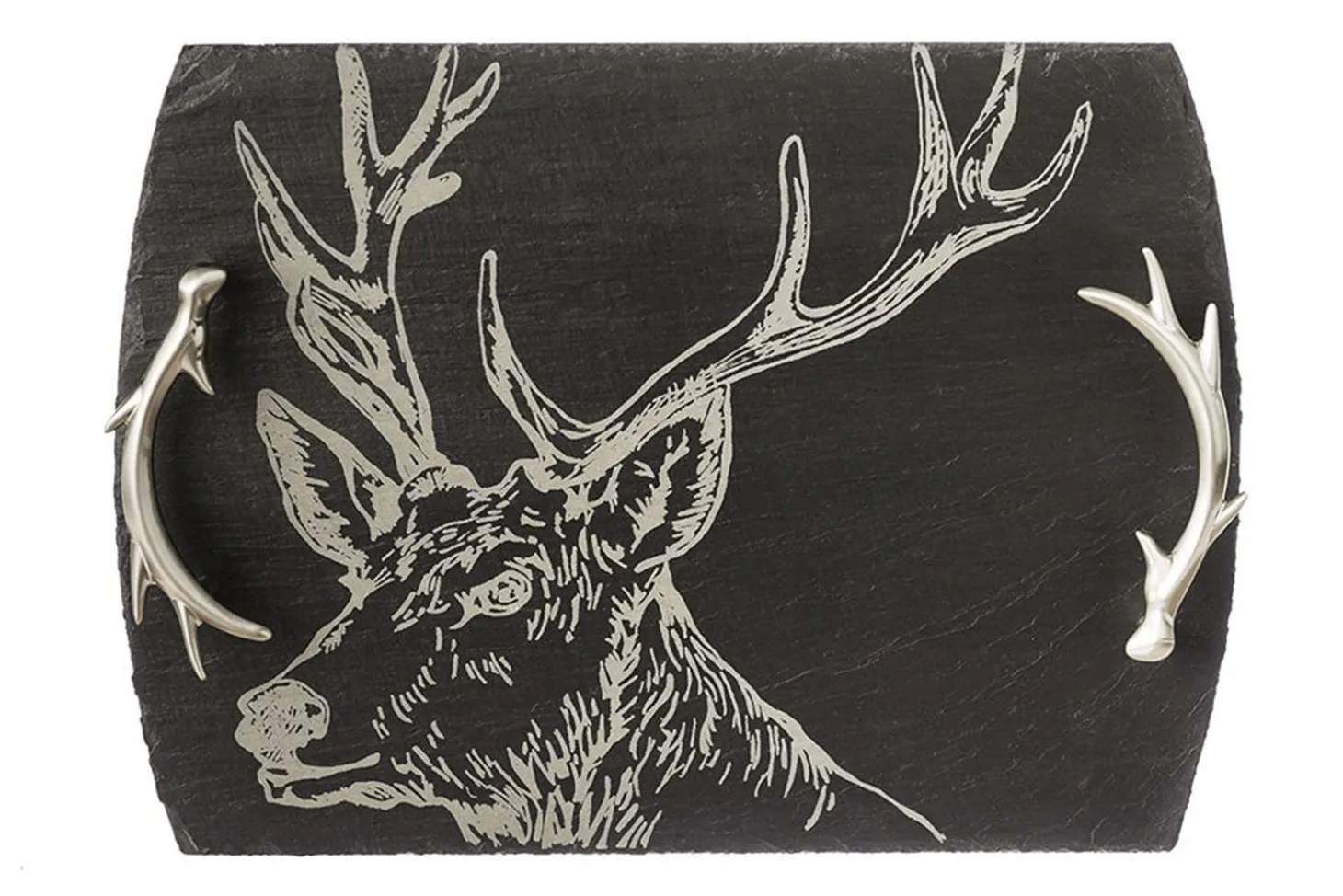 Planche de service en ardoise Selbrae House avec poignées 35x25cm - Motif cerf