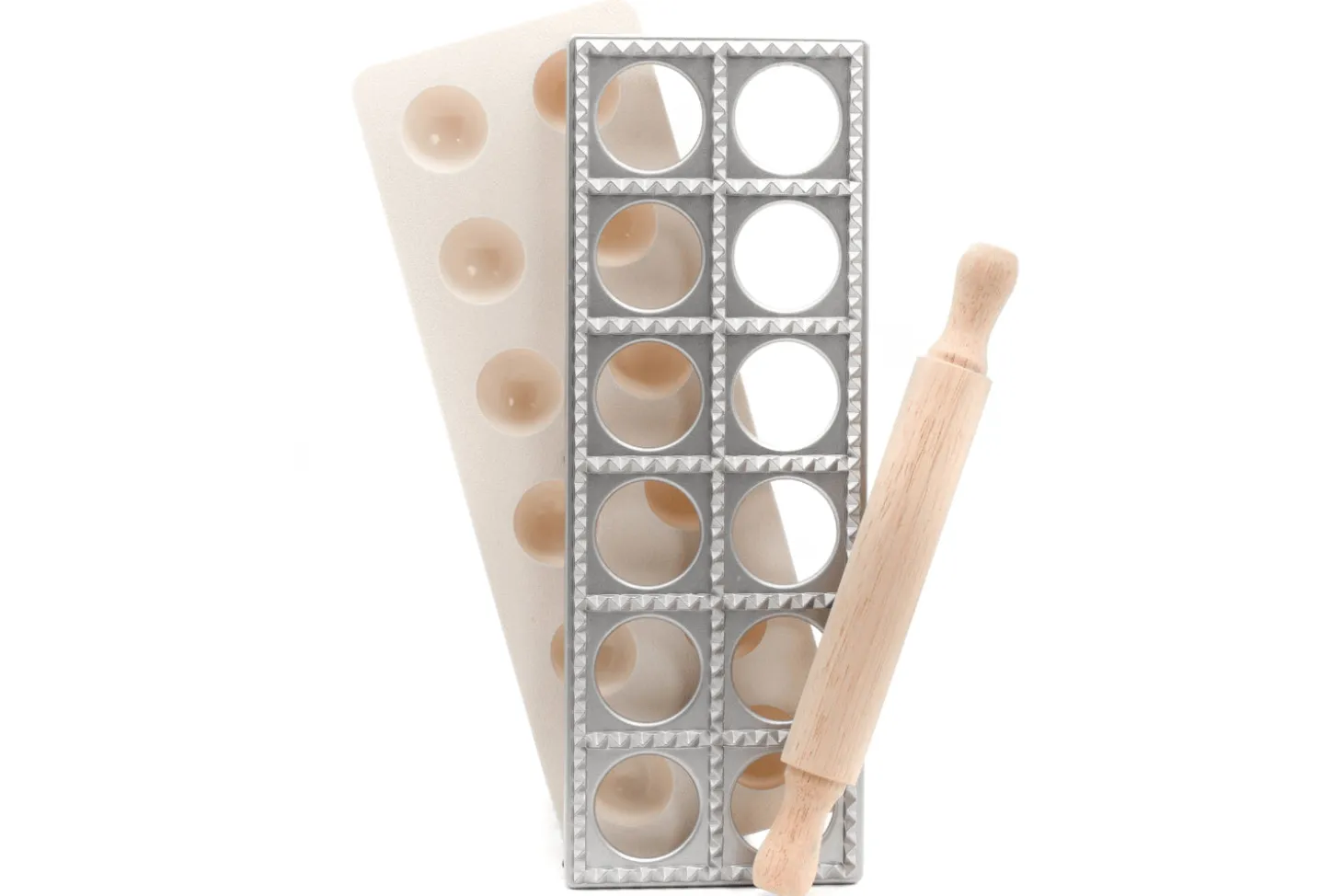 Planche à raviolis Gefu Tasca rectangulaires en polymère avec rouleau en bois