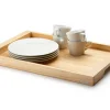Plateau de service avec poignées Continenta en bois d'hévéa 54x36x4,3cm