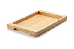Plateau de service avec poignées Continenta en bois d'hévéa 45x29,5x4,3cm