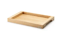 Plateau de service avec poignées Continenta en bois d'hévéa 45x29,5x4,3cm