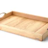 Plateau de service avec poignées métalliques Continenta en bois d'hévéa 53x36x5cm