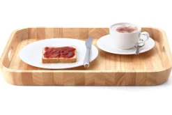 Plateau de service bords arrondis avec poignées Continenta en bois d'hévéa 53x35x5cm