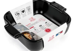 Plat four carré Peugeot Appolia en céramique noire satinée 13x13x4,5cm