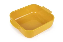 Plat four carré Peugeot Appolia en céramique jaune safran - 21cm