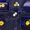 Plat four rectangle Peugeot Appolia en céramique bleu