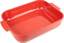 Plat four rectangle Peugeot Appolia en céramique rouge 33x25,7x7,5cm