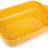 Plat four rectangle Peugeot Appolia en céramique jaune safran