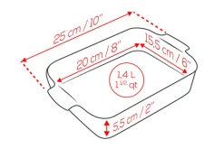 Plat four rectangle Peugeot Appolia en céramique rouge 20x15,5x5,5cm