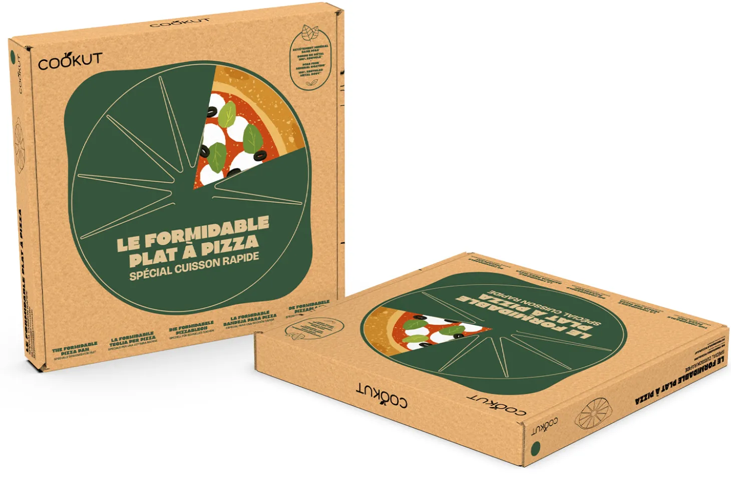 Plat à pizza Cookut Le Formidable avec coupe-pizza fougère