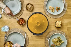Plat à tajine Peugeot Atlas en céramique jaune safran diamètre 30cm