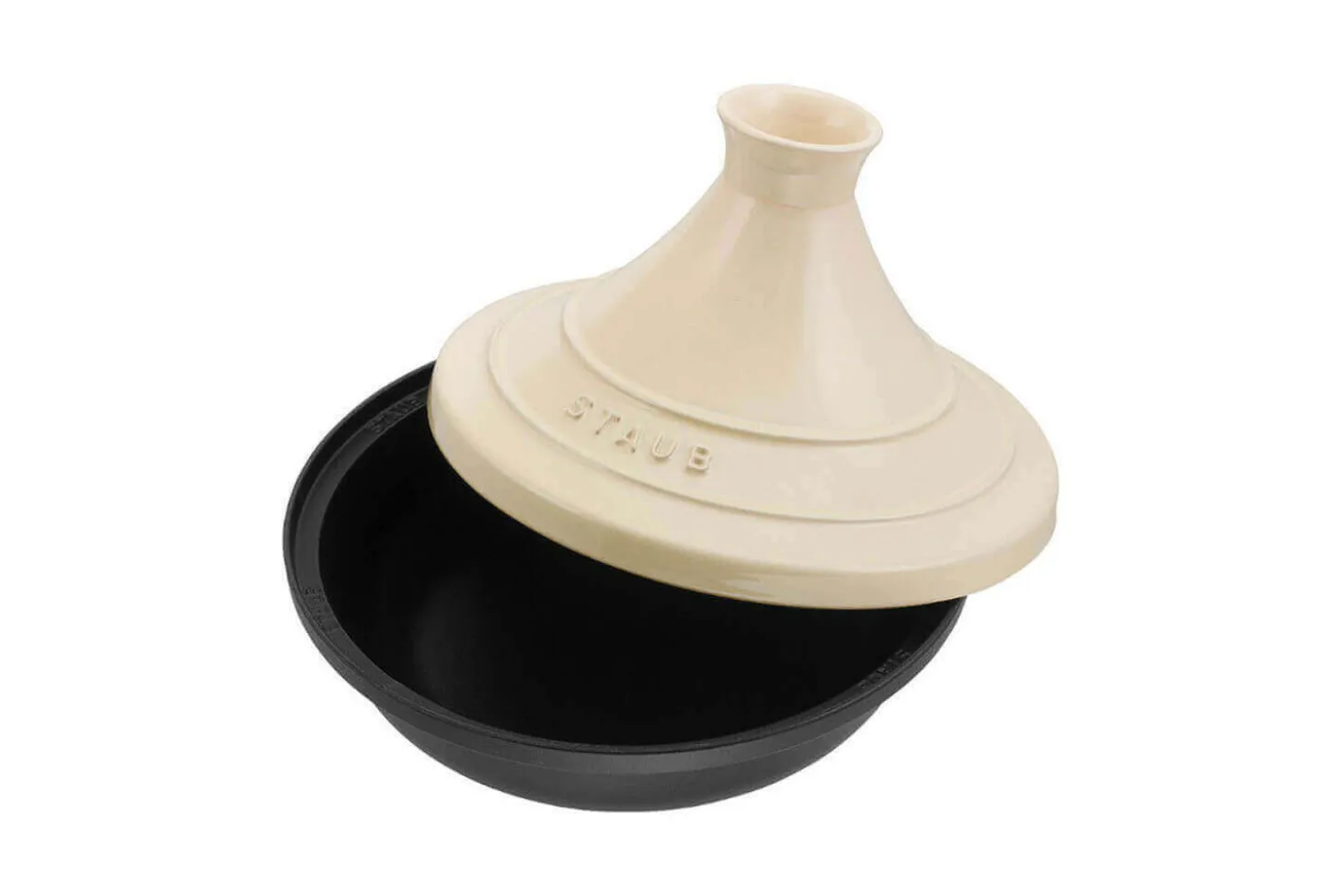 Plat à tajine Staub 20cm en fonte émaillée avec couvercle crème compatible induction