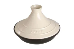 Plat à tajine Staub 20cm en fonte émaillée avec couvercle crème compatible induction