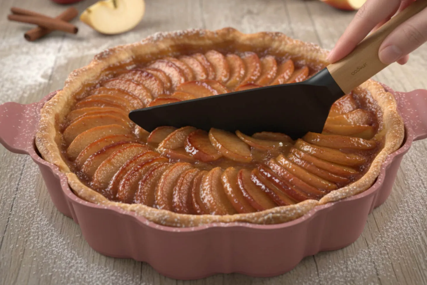 Plat à tarte Cookut Le Formidable avec coupe-tarte guimauve