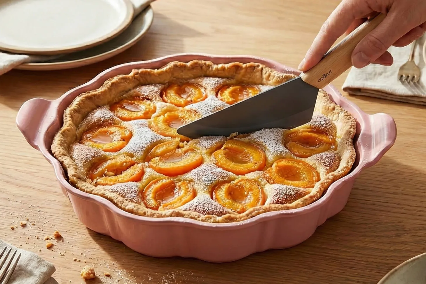 Plat à tarte Cookut Le Formidable avec coupe-tarte guimauve