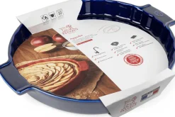Plat à tarte Peugeot Appolia en céramique bleu diamètre 30cm