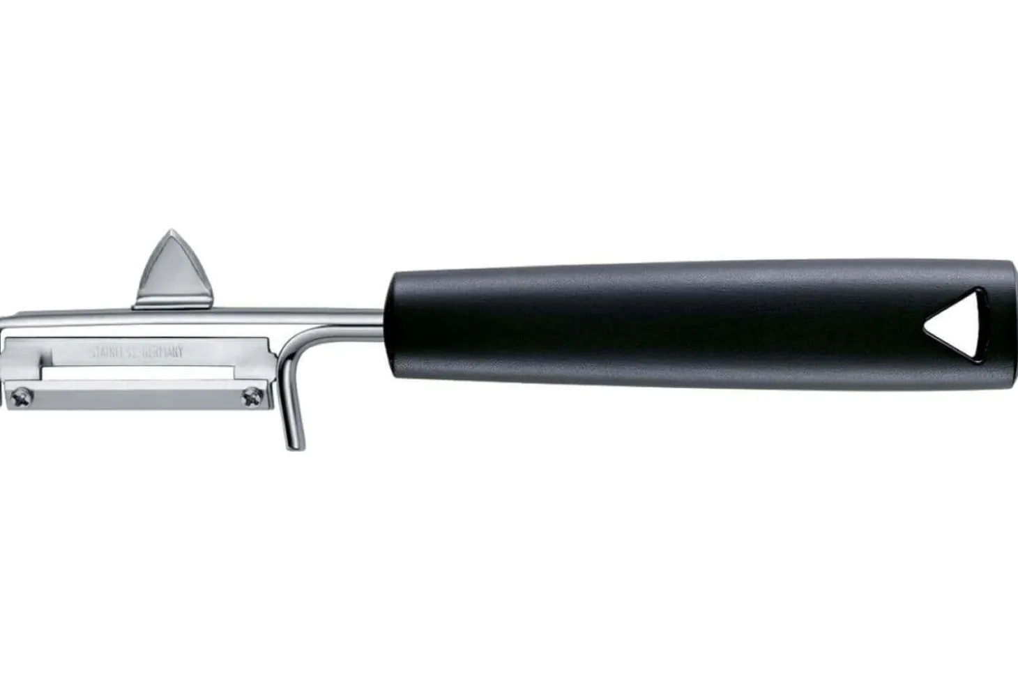 Éplucheur Triangle lame pivotante inox et manche green grip noir