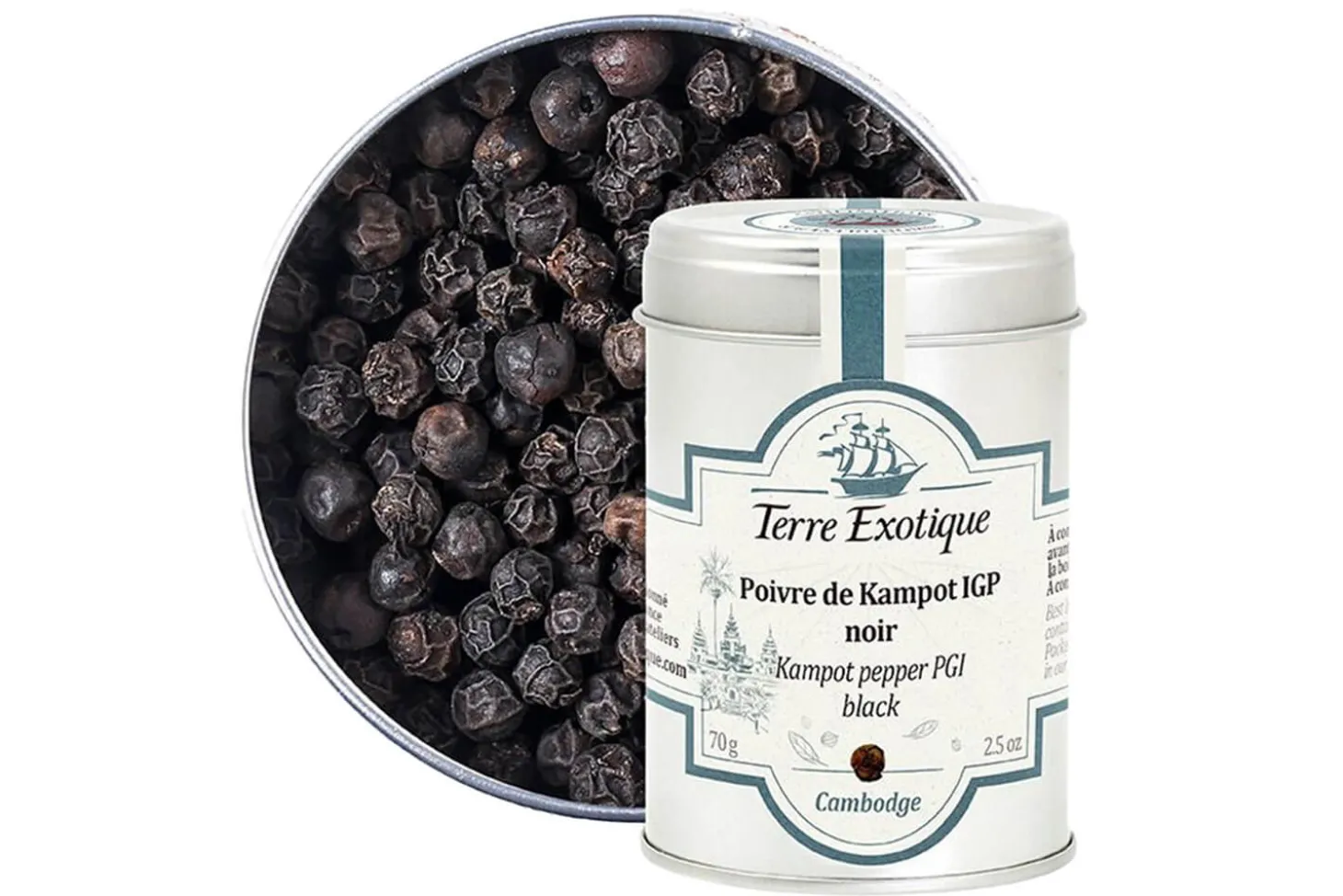 Poivre noir de Kampot IGP Terre Exotique 70g