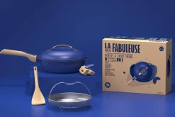 Poêle antiadhérente Cookut La Fabuleuse 8-en-1 bleue