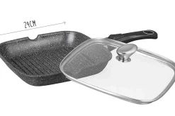 Poêle à grill en fonte Pradel Excellence Premium 24x24cm façon pierre tous feux/ induction