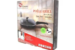 Poêle grill en fonte Pradel Excellence Premium 28x28cm façon pierre tous feux/ induction